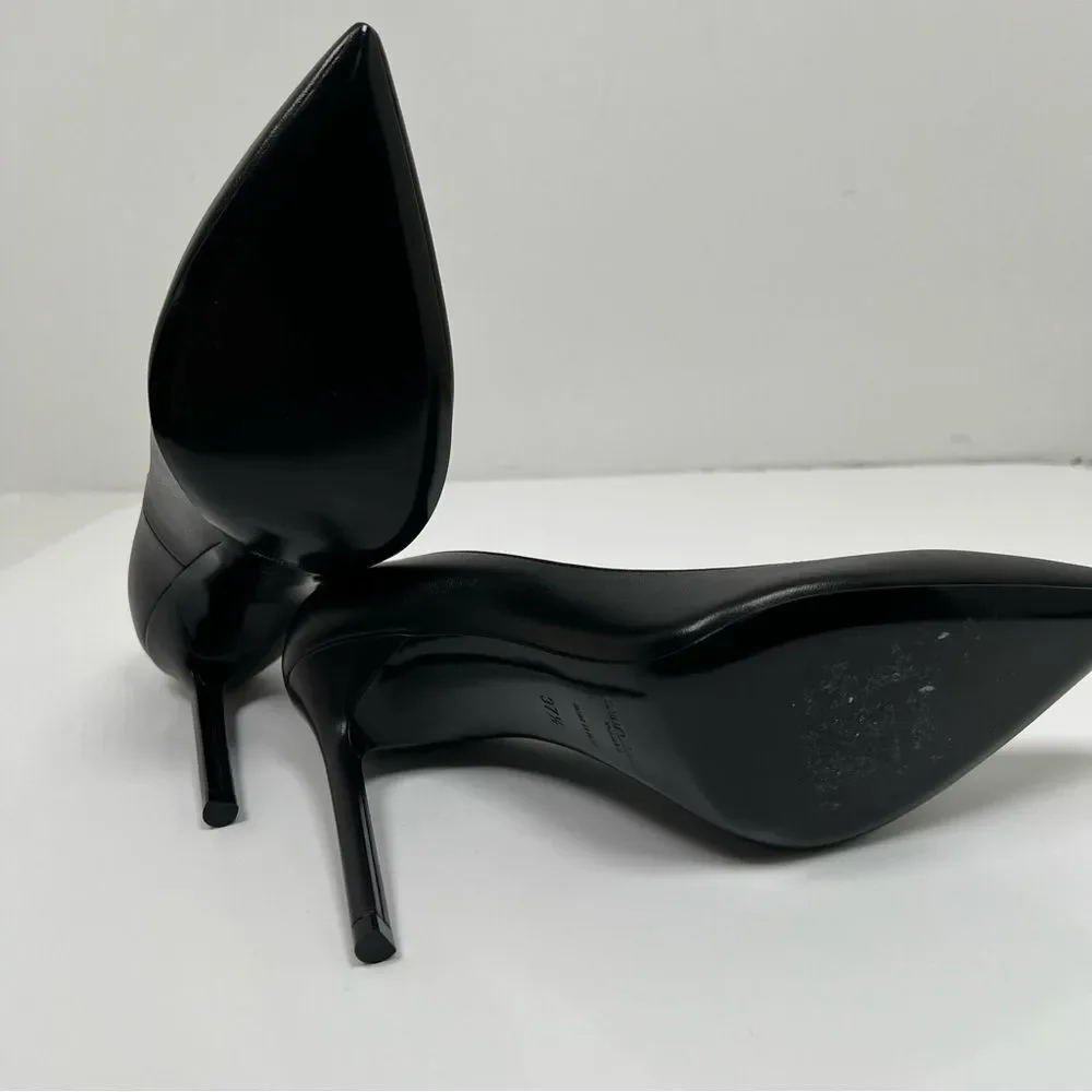 SAINT LAURENT Anja 85 Leather Pumps in Black Sz US 7.5 - Picture 6 of 8